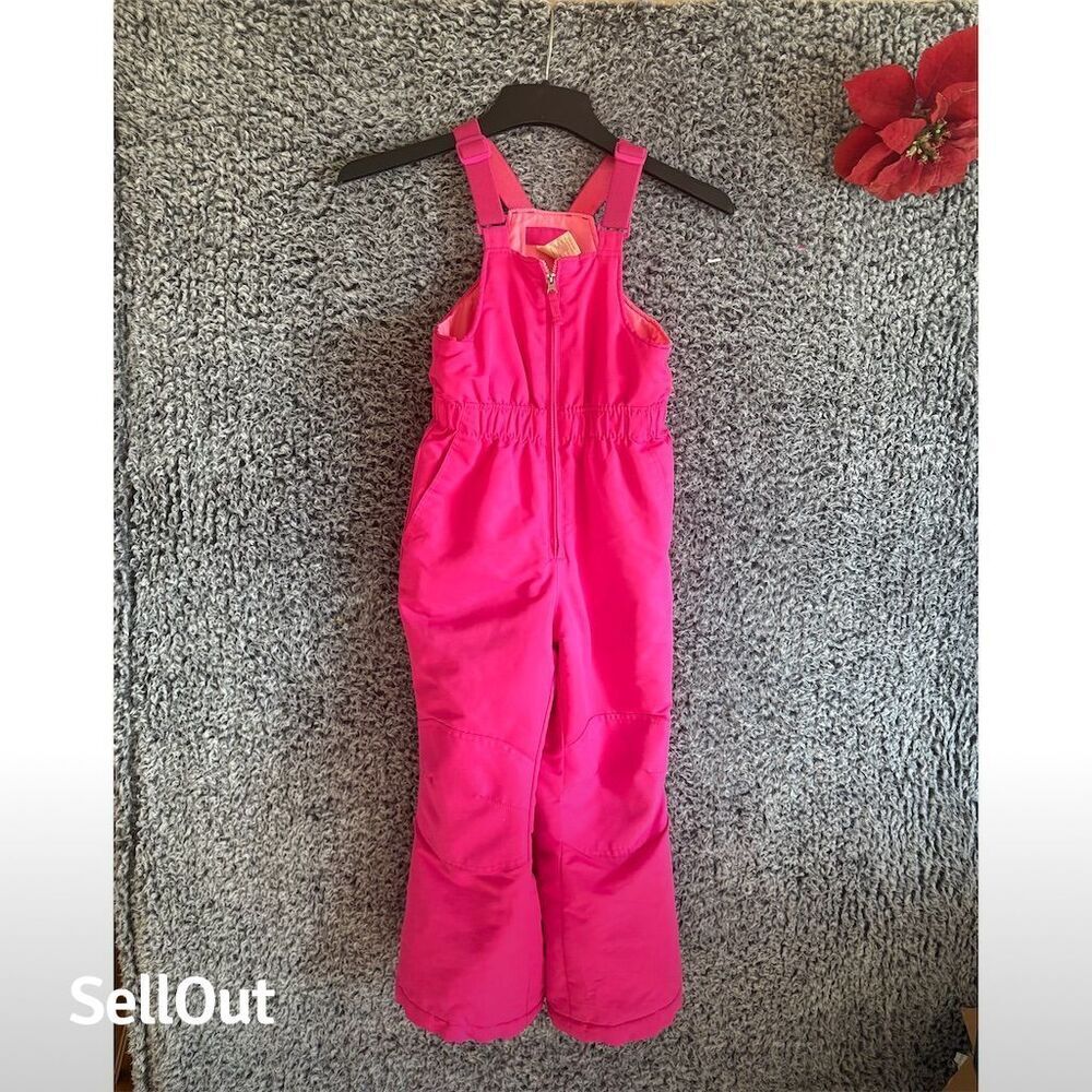 Faded Glory Girls Pink Snow Bib Overalls Size S Winter Snowsuit
